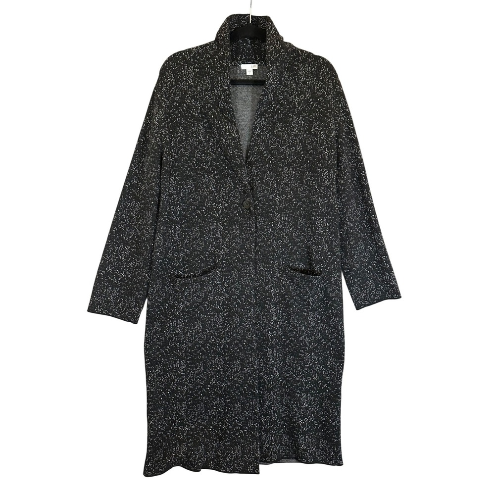 J Jill‎ Wool Blend Long Marled Duster Cardigan Coat Sz M Knit Coat Single Button
